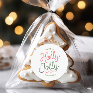 Sticker Rond Holly Jolly Christmas