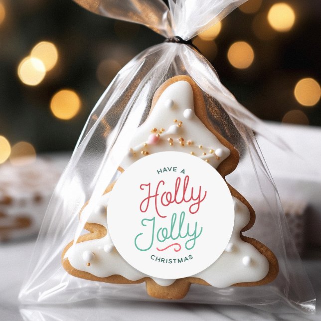 Sticker Rond Holly Jolly Christmas (Créateur téléchargé)