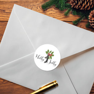 Sticker Rond Holly Jolly Cute Funny Penguin Noël