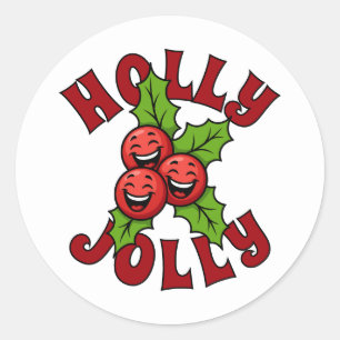 Sticker Rond Holly Jolly drôle rire Holly Noël