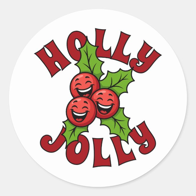 Sticker Rond Holly Jolly drôle rire Holly Noël (Devant)