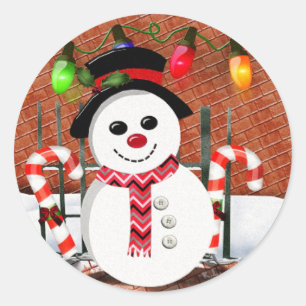 Sticker Rond Holly Jolly Snowman
