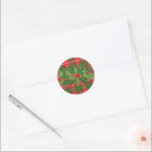 Sticker Rond Holly on Christmas Plaid 3<br><div class="desc">Sel et baies sur l'autocollant de Noël Plaid.</div>