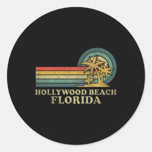 Sticker Rond Hollywood Beach Floride Famille Vacances Vintage P