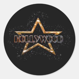 Sticker Rond Hollywood Star