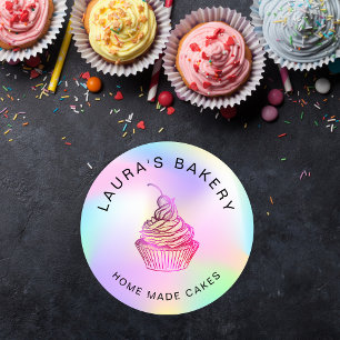 Sticker Rond Hologram foil Cakes & Sweets Cupcake Home Bakery