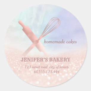 Sticker Rond Holographe à galets roulants & whisky chef boulang