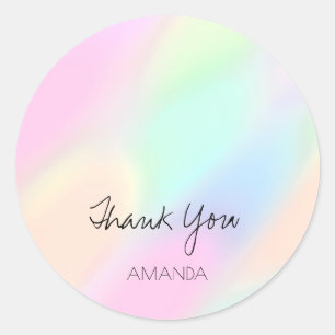 Sticker Rond Holographe gouttes rose Unicorn Mermaid Pastels