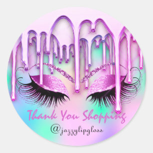 Sticker Rond Holographe Merci Shopping Drivers Rose Eyes