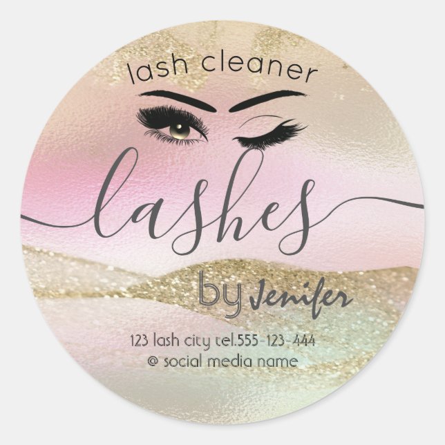 Sticker Rond Holographic Gold gliteuse laveuse à évier classe (Devant)