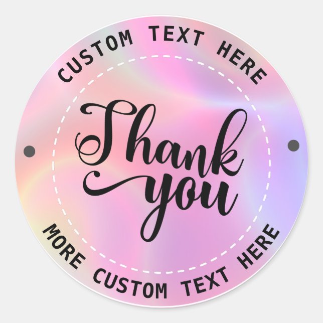 Sticker Rond Holographic Merci Mariage d'affaires Anniversaire (Devant)