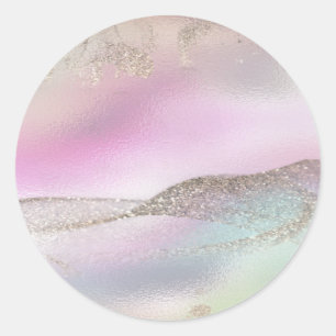 Sticker Rond Holographie de perle irisée romantique glamour C