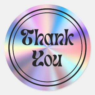 Sticker Rond holographie retro script super merci