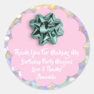 Sticker Rond Holographie rose Baby shower 1er anniversaire pré