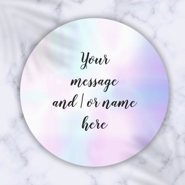 Sticker Rond Holographique Arc-en-ciel dégradé Personnalisé (Holographic Rainbow Gradient Personalized Classic Round Sticker)