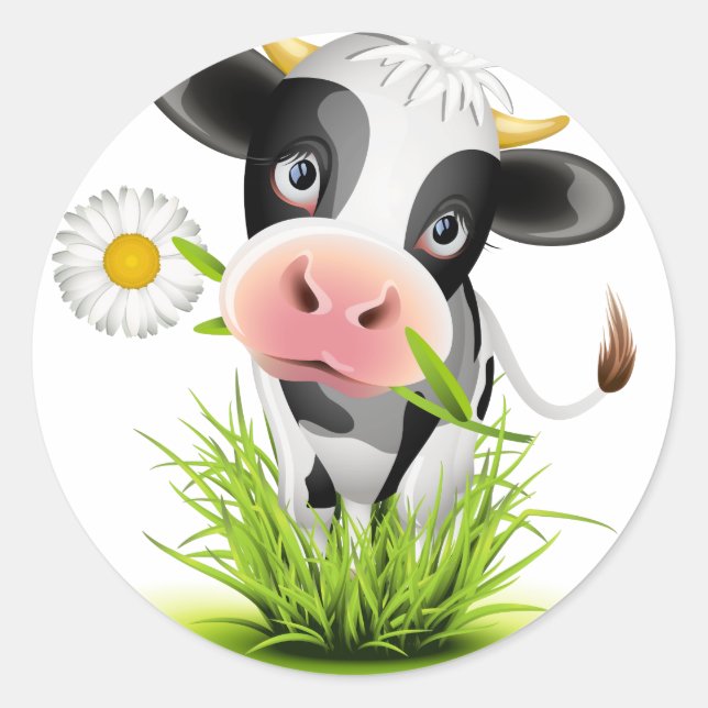 Sticker Rond Holstein cow en gris (Devant)