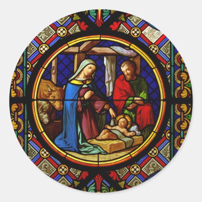 Sticker Rond Holy Family "Stained Glass"  (Devant)