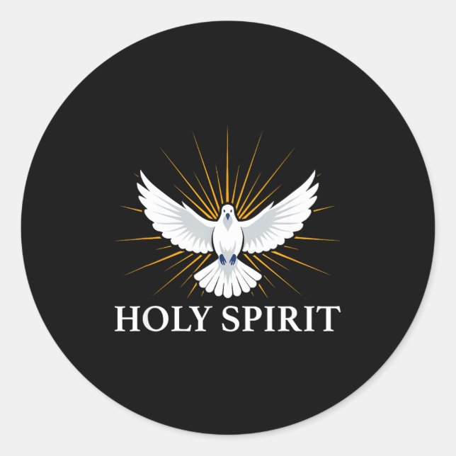 Sticker Rond Holy Srit Dove Sritual Symbol Christian Bible Fait (Devant)
