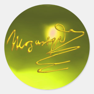 Sticker Rond HOMAGE À MOZART, topaz jaune