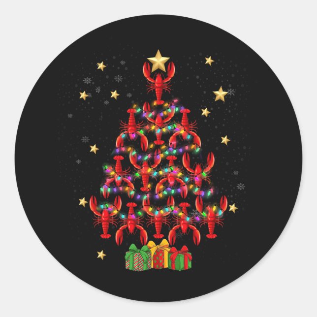 Sticker Rond Homard Éclairage Xmas Arbre correspondant Homard C (Devant)