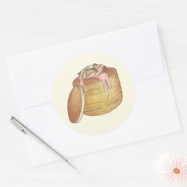 Sticker Rond Homard Newburg Newberg Retro Fruits de mer Vol-Au- (Enveloppe)