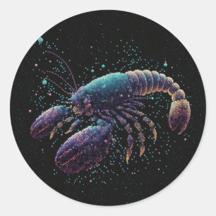 Sticker Rond Homard spatial