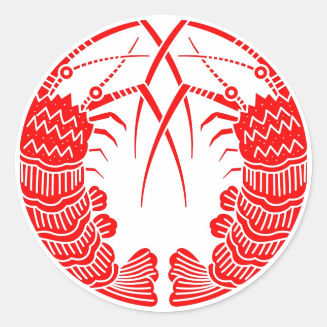 Sticker Rond Homards épineux face à face (Devant)