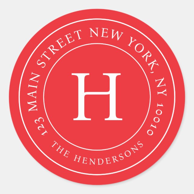 Sticker Rond Home Address Modern Simple Chic Family Monogram (Devant)