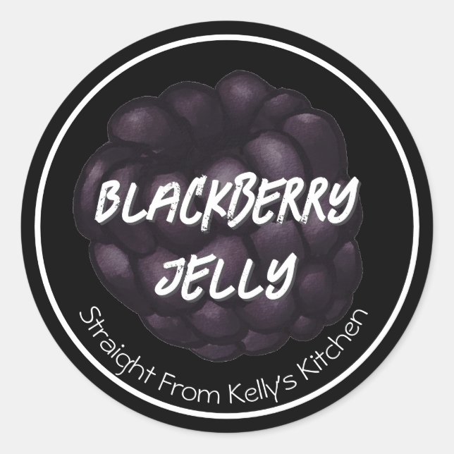 Sticker Rond Home Canning Business Blackberry Jelly Jam Label (Devant)