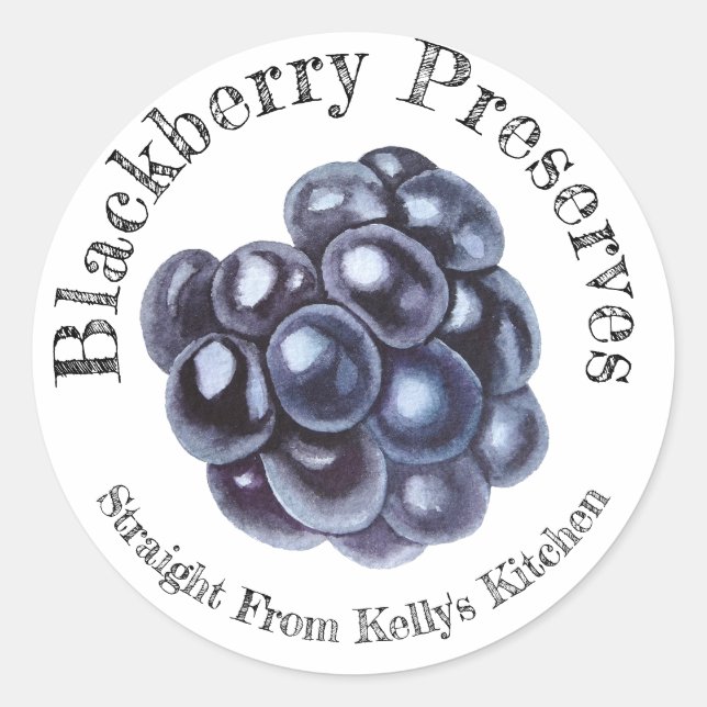 Sticker Rond Home Canning Business Blackberry Preserve Étiquett (Devant)