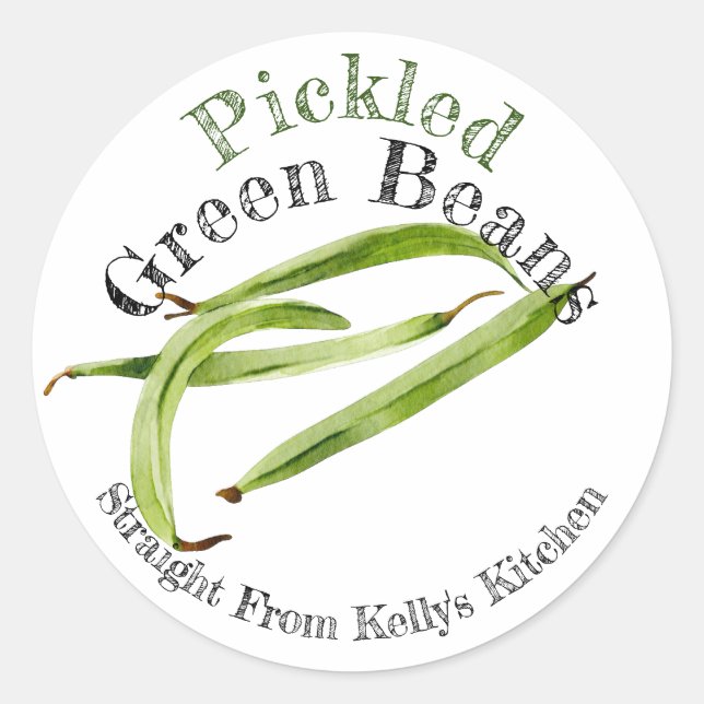 Sticker Rond Home Canning Business Picked Green Bean Food (Devant)