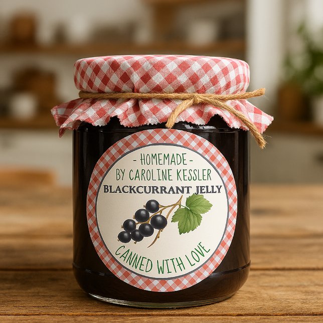 Sticker Rond Home Made Blackcurrant Jelly Canning Label Sheet (Créateur téléchargé)