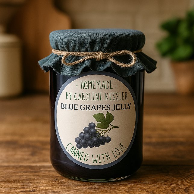 Sticker Rond Home Made Blue Grape Jelly Canning Label Sheet (Créateur téléchargé)
