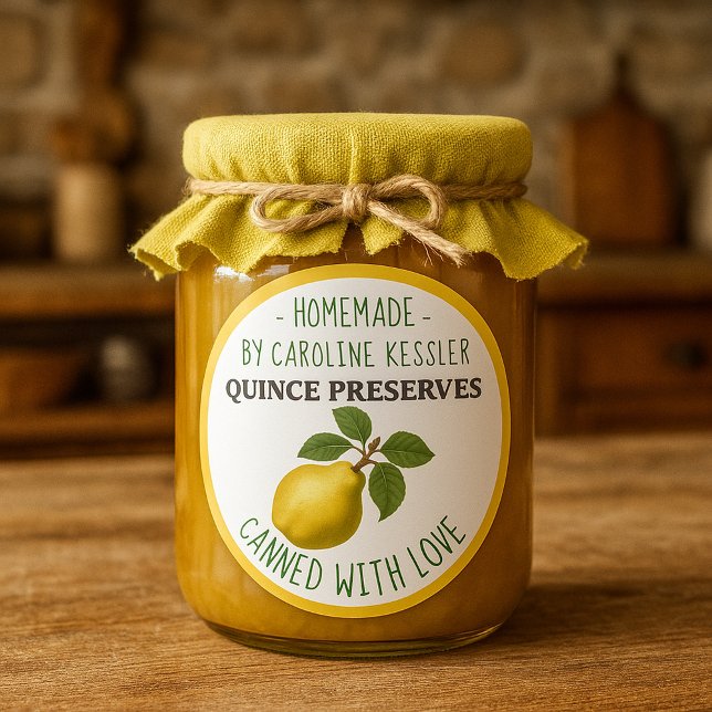 Sticker Rond Home Made Quince Preserves Canning Label Sheet (Créateur téléchargé)