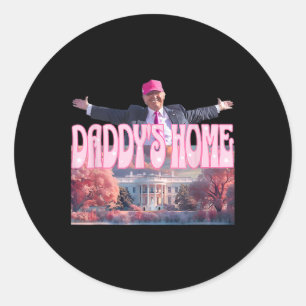Sticker Rond Home Real Donald Pink Preppy Edgy Good Man Trump