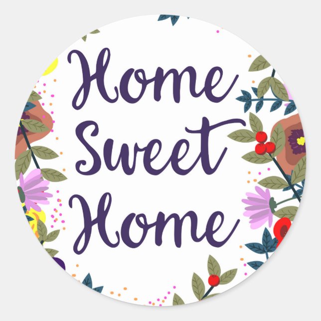 Sticker Rond Home Sweet Home Floral Reef (Devant)