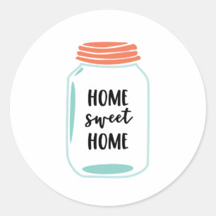 Sticker Rond Home Sweet Home, Mason Jar