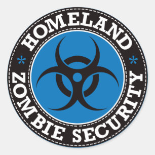 Sticker Rond Homeland Zombie Sécurité - Bleu B