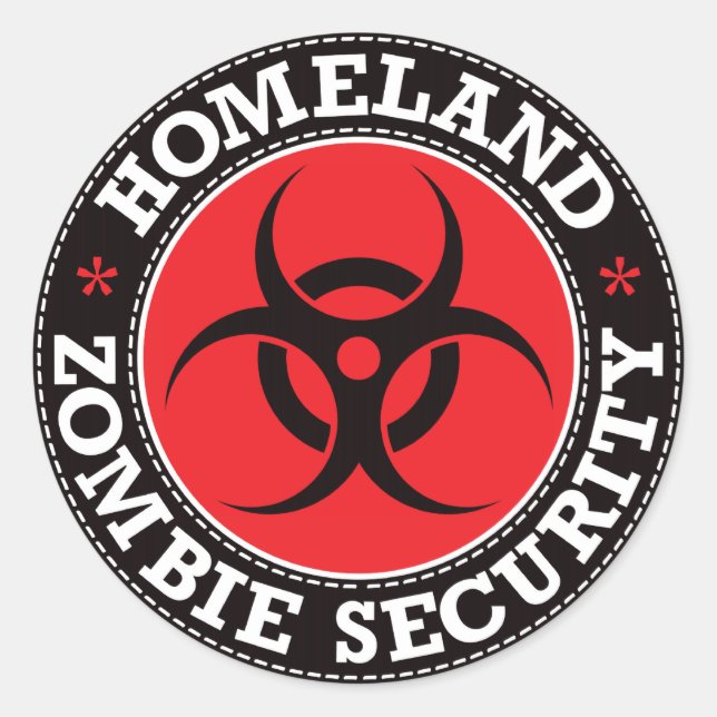 Sticker Rond Homeland Zombie Sécurité - Rouge B (Devant)