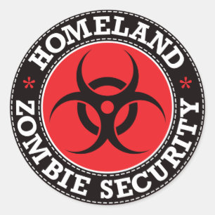 Sticker Rond Homeland Zombie Sécurité - Rouge B