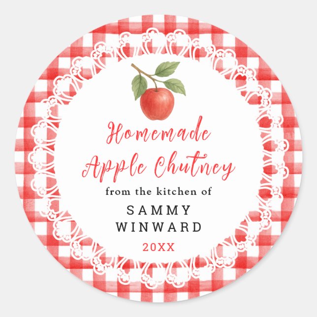 Sticker Rond Homemade Apple Chutney Label (Devant)