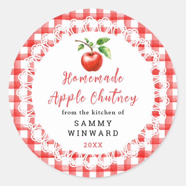 Sticker Rond Homemade Apple Chutney Label (Devant)