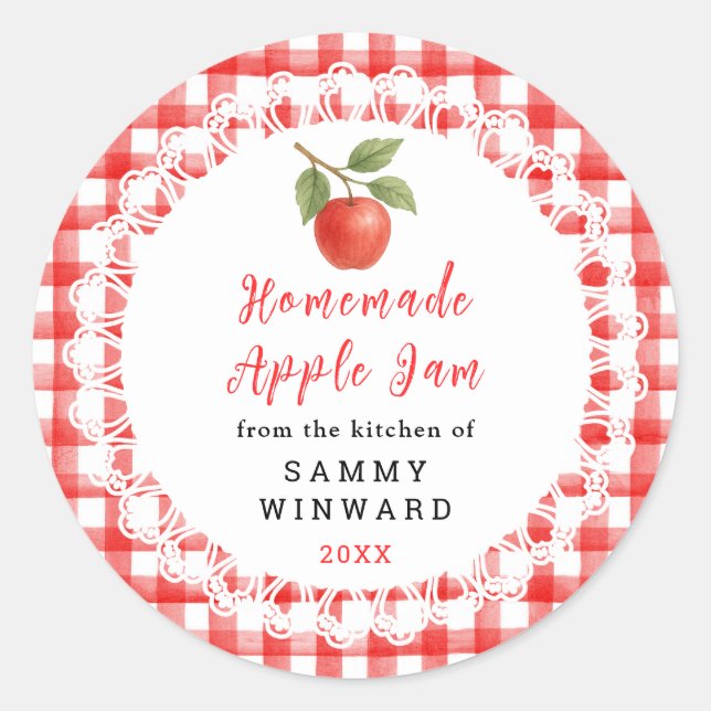 Sticker Rond Homemade Apple Jam Label (Devant)