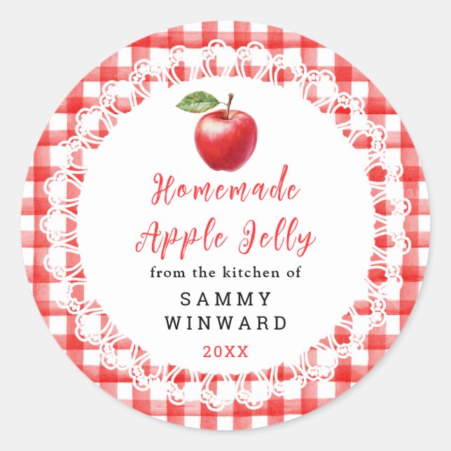 Sticker Rond Homemade Apple Jelly Label (Devant)