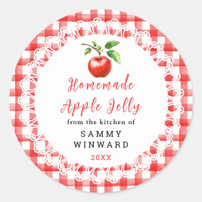 Sticker Rond Homemade Apple Jelly Label (Devant)