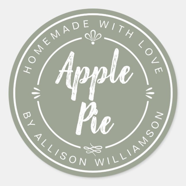 Sticker Rond Homemade Apple Pie Sage Green (Devant)