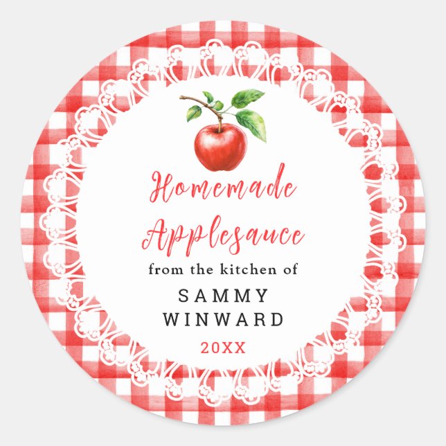 Sticker Rond Homemade Applesauce Label (Devant)