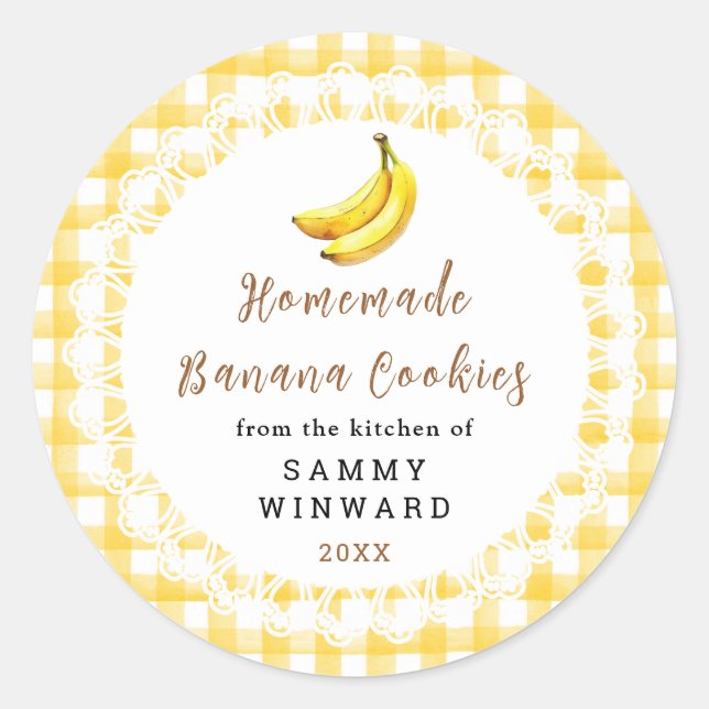 Sticker Rond Homemade Banana Cookies Label (Devant)