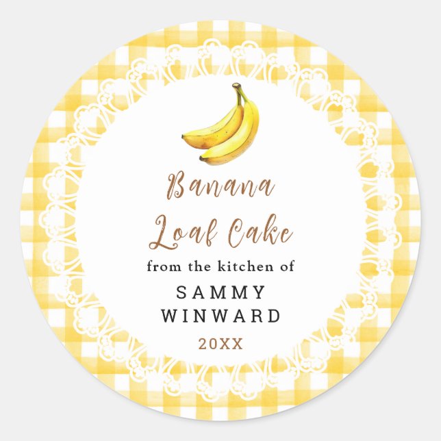 Sticker Rond Homemade Banana Loaf Cake Label (Devant)