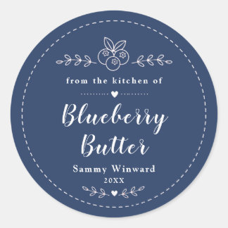 Sticker Rond Homemade Blueberry Butter Label